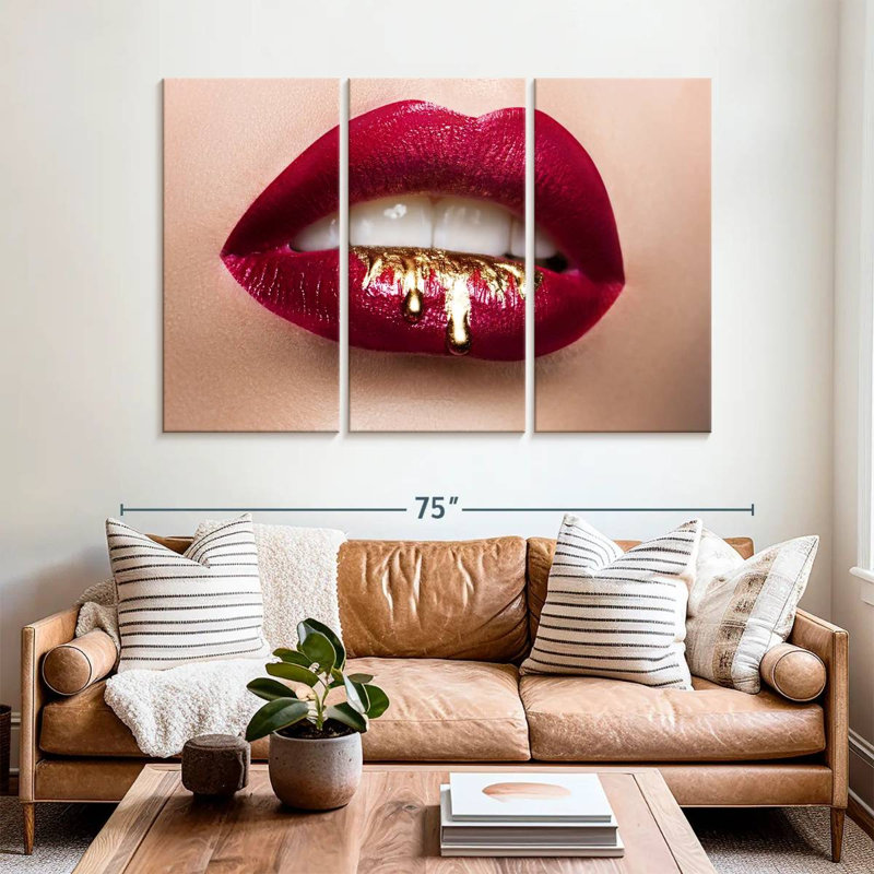 Shuttleworth Red Gold Drip Lips, 42" H x 65" W