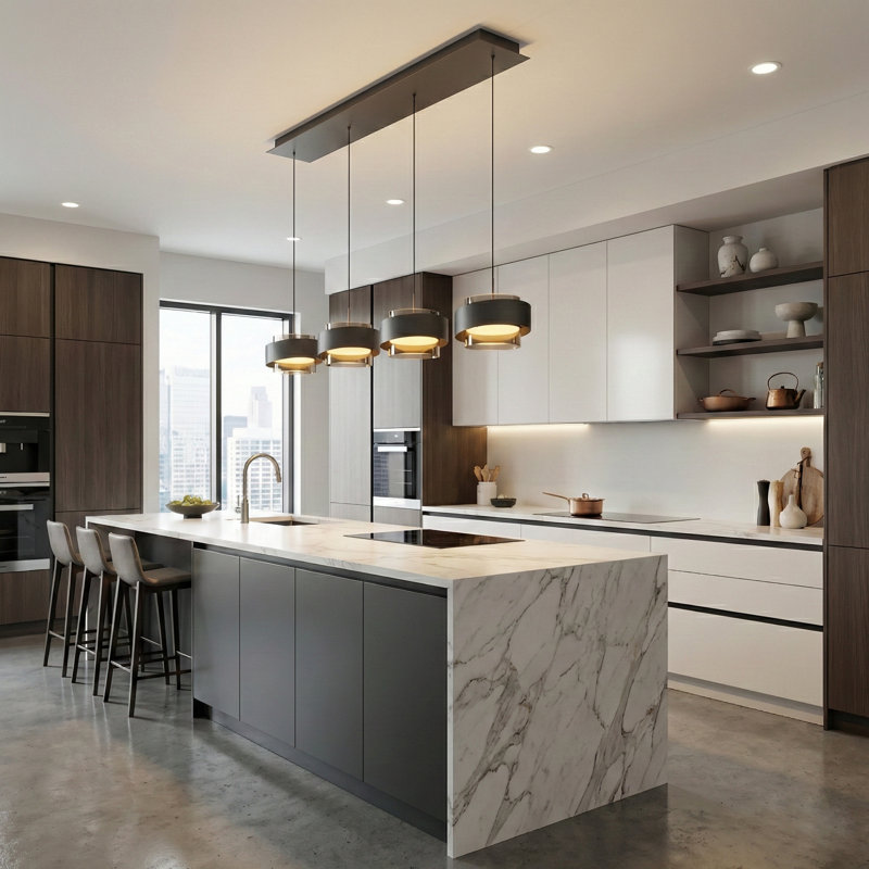 Axis Linear Island Pendant - Graphite