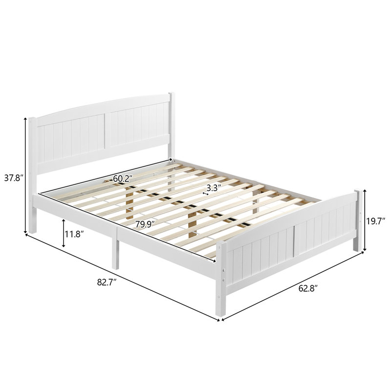 Heffron Solid Wood Bed, White, Queen