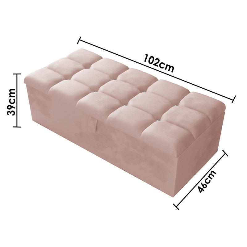 Picabo 102cm Wide Rectangle Geometric Standard Ottoman with Storage, Pink