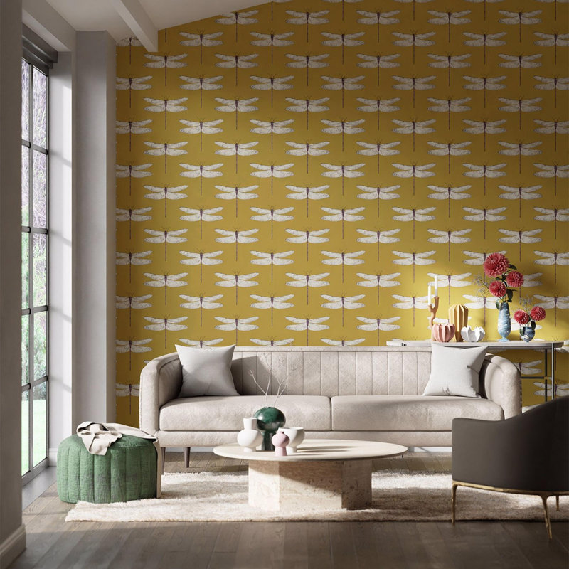 Demoiselle Wallpaper, Ochre/Grape