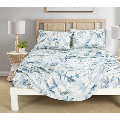  Microfiber Tropical Floral Bed Sheet Set 