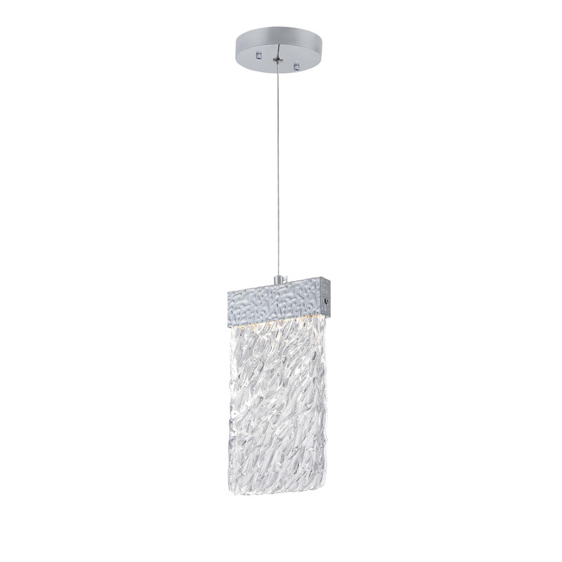 Modern LED Pendant Light For Kitchen, Dining Room, Entryway – Integrated LED, No Bulb Required, Pewter, 129" H x 6" W x 5" D