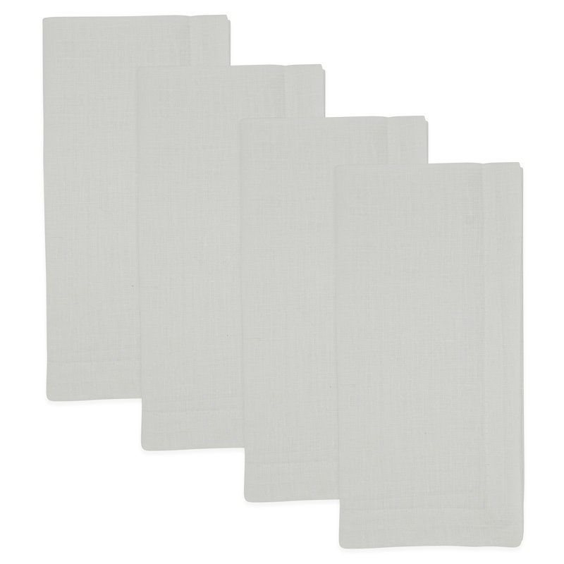 White Linen Table Napkins Set of 4, 20 in.