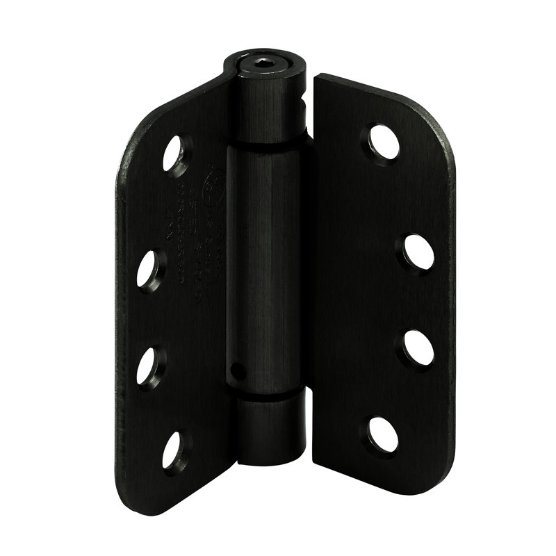 Charnière à ressort à fermeture automatique commerciale réglable UL de Prime-Line, 4 po x 4 po avec coins de rayon de 5/8 po, 4 trous par vantail avec vis, calibre de 130 po