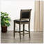 Tabouret de comptoir de 24 pouces avec finition gris patiné et siège en cuir noir confortable, parfait pour un décor de maison de campagne-277135898
