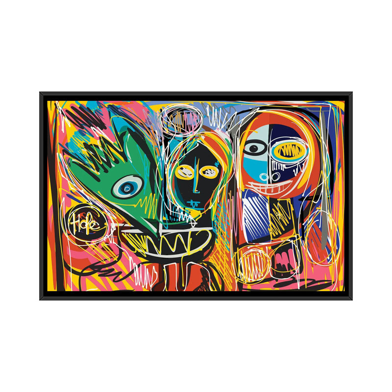 «Hope» par - Toile tendue, H 18 po x l 26 po x P 1,5 po, Toile avec cadre noir
