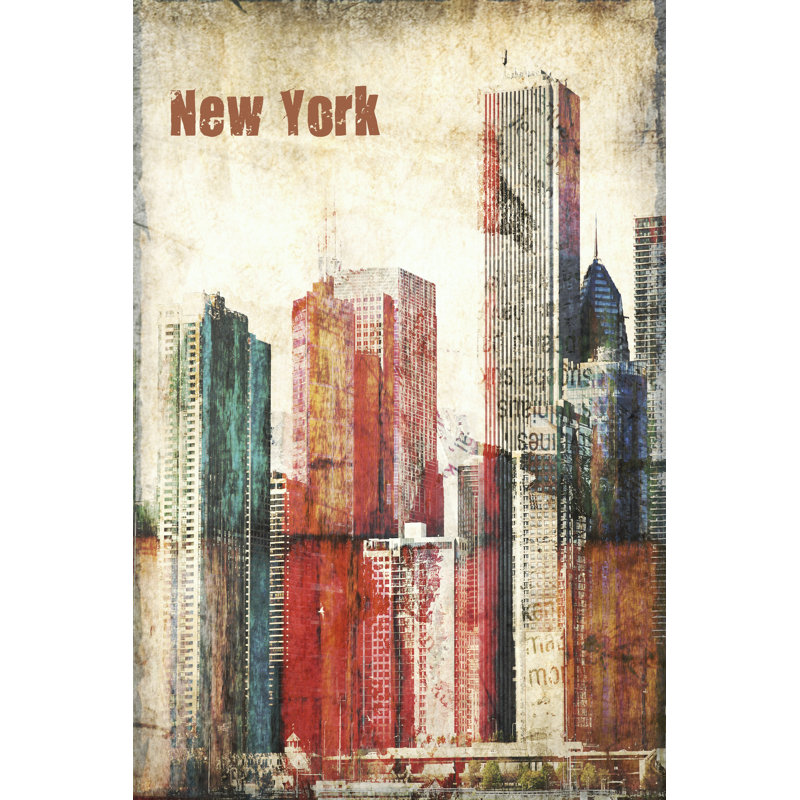 New York Grunge III - Wrapped Canvas Print, 46cm H x 30cm W