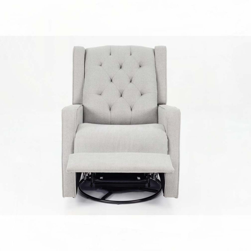 Swivel Glider Recliner Chair, Light Gray