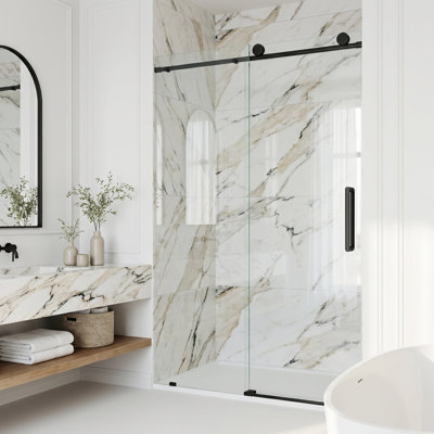 Elan 56-60" W x 76" H Sliding Frameless Shower Door with 3/8" Clear Glass
