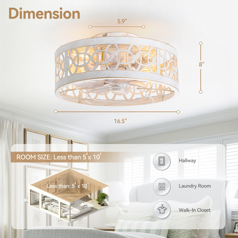 Ventilateur de plafond en cage 17 "avec lumière et télécommande Karrigan