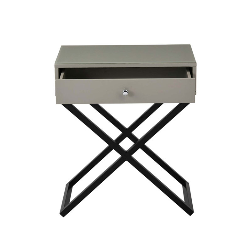 Table de chevet en bois Koraldo, Taupe