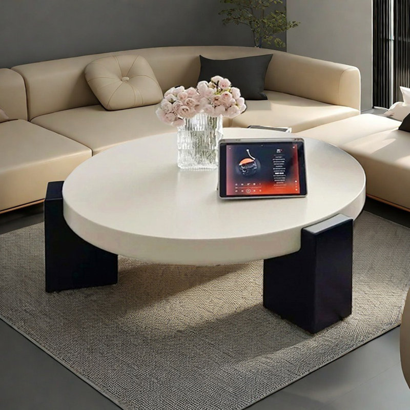 Minimalist Marble Coffee Table, 12.59" H x 39.37" L x 39.37" W