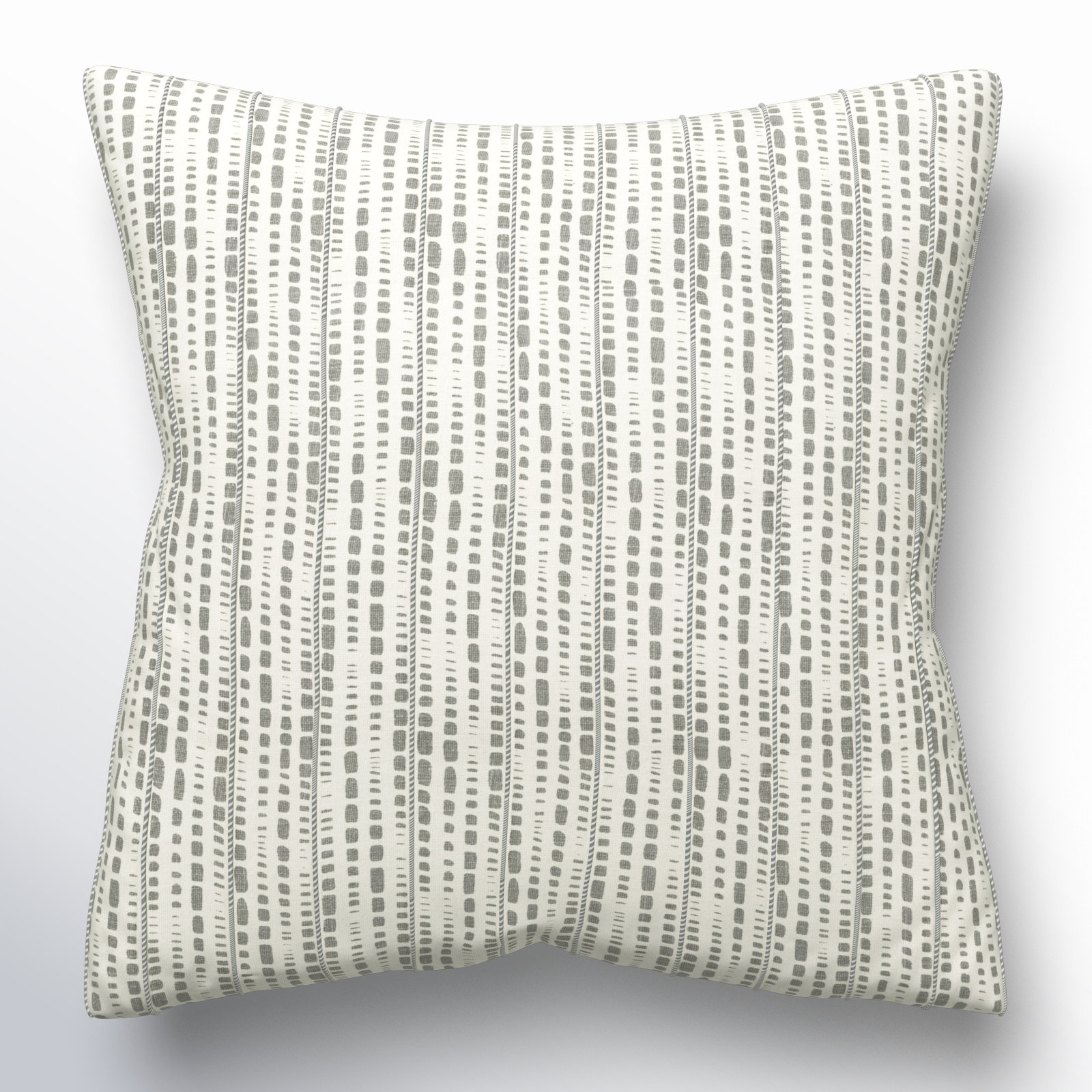 Fleurine Embroidered Cotton Throw Pillow, Ivory/Gray