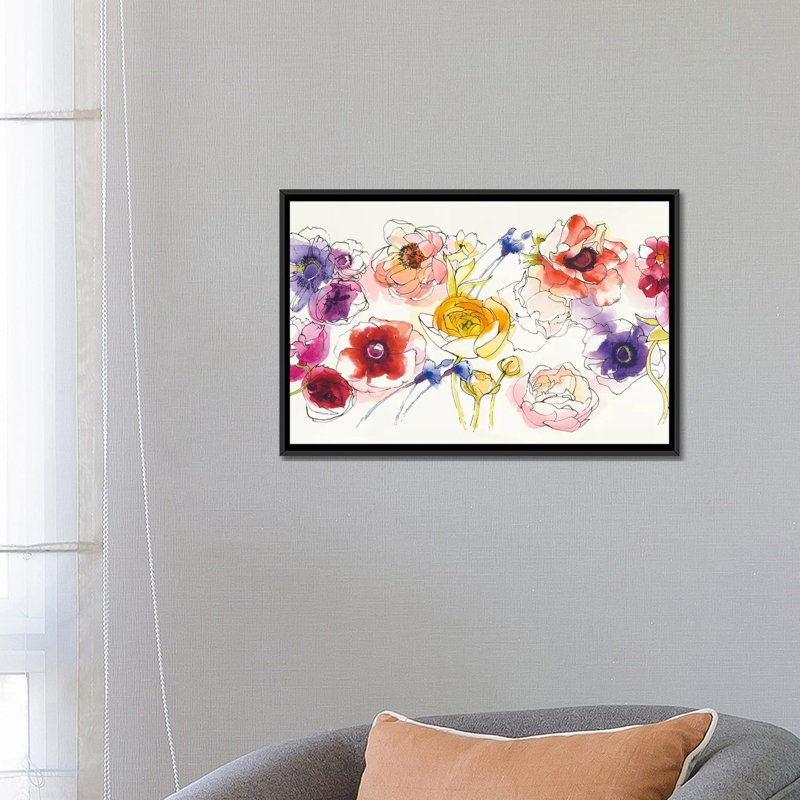 «Rainbow Ruffles», reproduction d'art sur toile tendue, H 18 po x l 26 po x P 1,5 po, Toile avec cadre noir, Pas de tapis