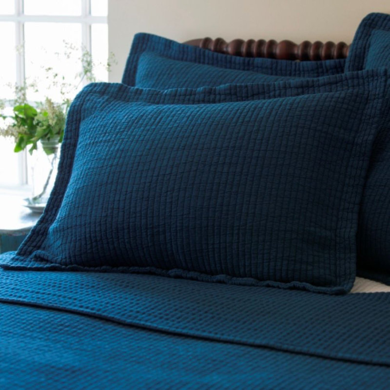 Hudson Stripe Cotton Blend No Sham Set, Standard, Indigo