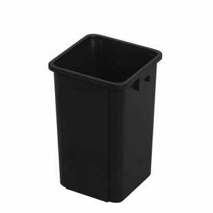 19 Gallon Black Square Plastic Trash Can with Venting Channels