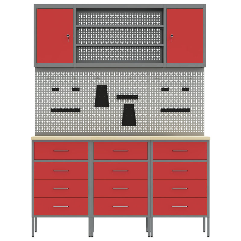 Work Cabinet with Drawer, Red