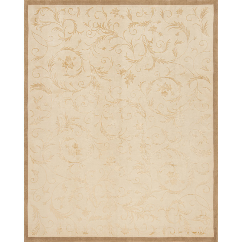 Concerto Hand Knotted Area Rug in Beige, Rectangle 4' x 6'