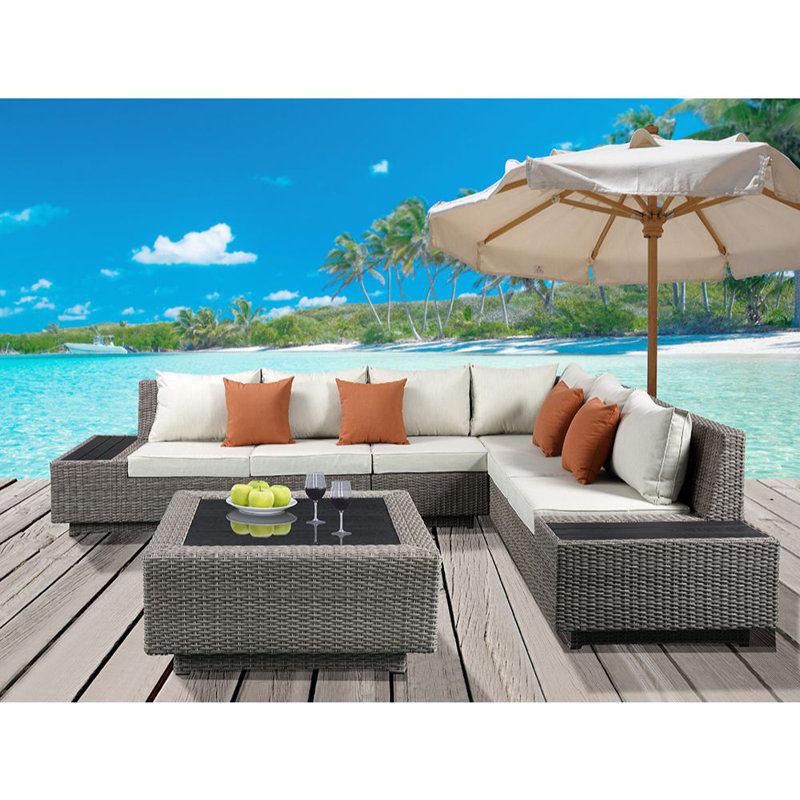 Canapé modulaire PATIO avec 4 coussins et table basse