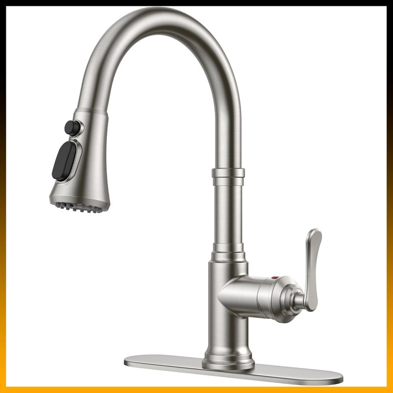 Vintage Stainless Steel Pull-Down Kitchen Faucet - High Arc Single Handle, 3-In-1 Sprayer For Farmhouse, RV, Bar (Fits 1 Or 3 Holes)