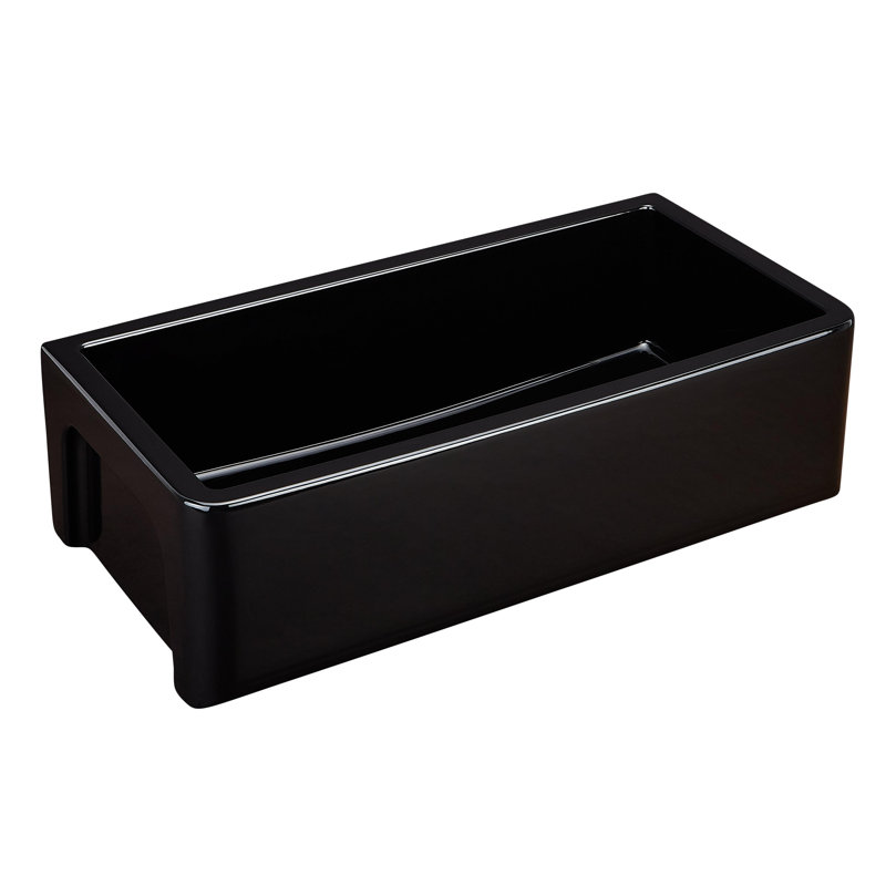 Grigham 34" L Farmhouse / Apron Kitchen Sink, Gloss Black