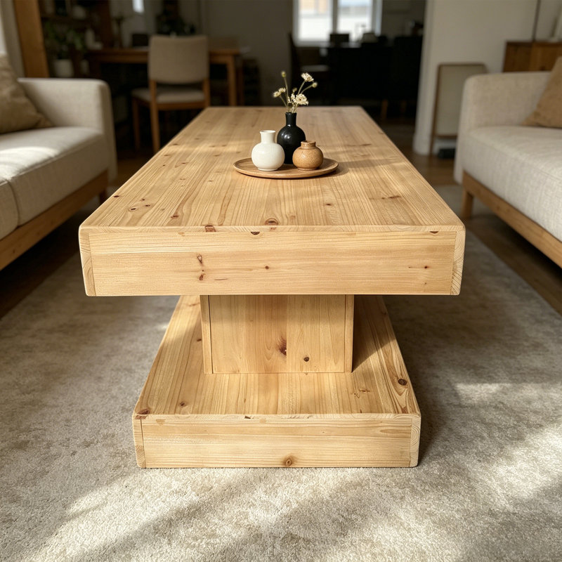 Table basse en bois massif de style campagnard de 47,24 po Timberline, Natural