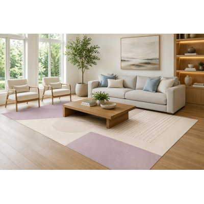 Grand tapis moderne ultra léger de 6 pi 7 po x 9 pi 10 po lavande et ivoire pour salon, tapis doux à poils courts avec envers en silicone antidérapant, décor pour la chambre à coucher, la salle à manger et le bureau personnel