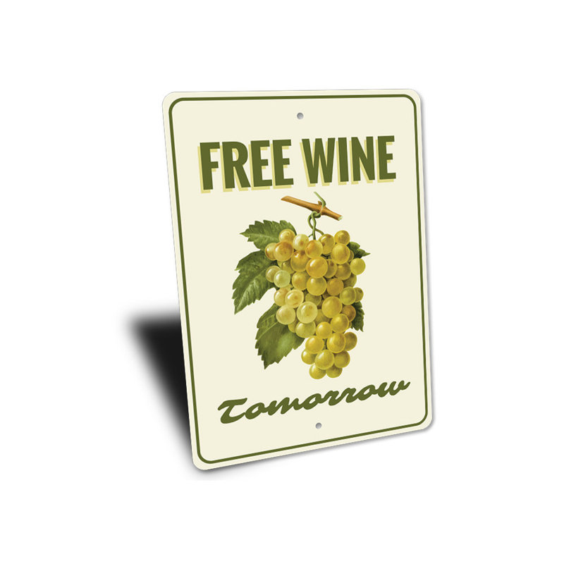 Plaque en aluminium Free Wine, H 18 po x l 12 po x P 0,06 po