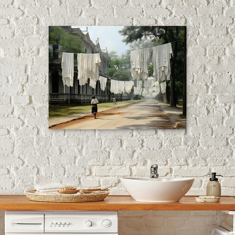 Vintage Laundry Day In Cottage - Laundry Wall Art, Toile tendue, H 32 po x l 16 po x P 1 po