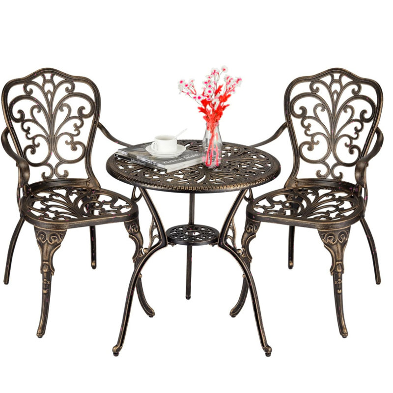Round 3 - Piece 2 - Person 61Cm L Outdoor Bistro Set, Brown