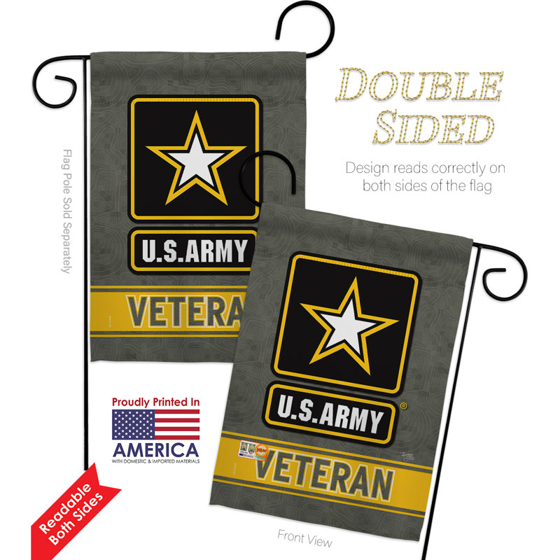 Vétéran en polyester à 2 faces 19 x 13 po US Army Ensemble de drapeaux