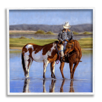 " Cowboy In Shallow River " by Victoria Schultz