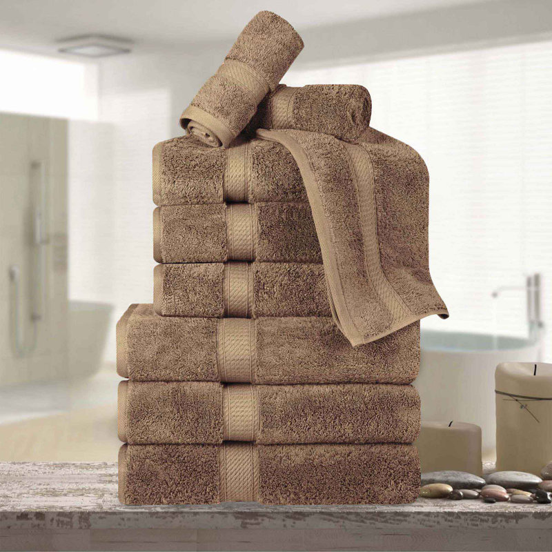 Scotia Egyptian Cotton Bath Towel Set, Latte, 9Pc Towel Set  (3Bath, 3Hand, 3Face)