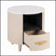 Table de chevet ronde contemporaine et moderne avec rangement, table de bout de canapé avec tablette ouverte, assemblage facile, conception courbée pour le salon et la chambre à coucher-512766916