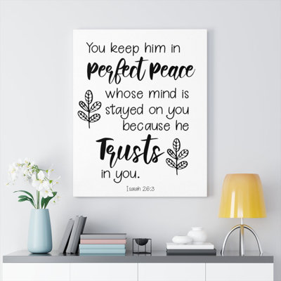 «Perfect Peace Isaiah 26: 3», impression murale verset de la Bible prêt à être accroché