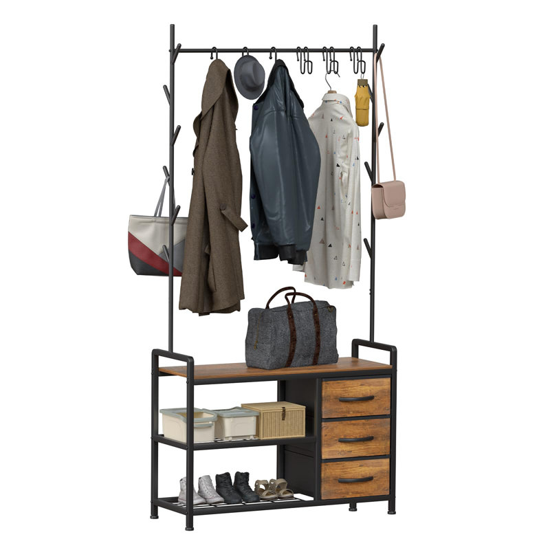 Metal Freestanding Coat Rack, Black/Brown