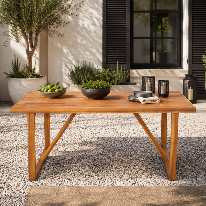 67" Acacia Wood Outdoor Dining Table