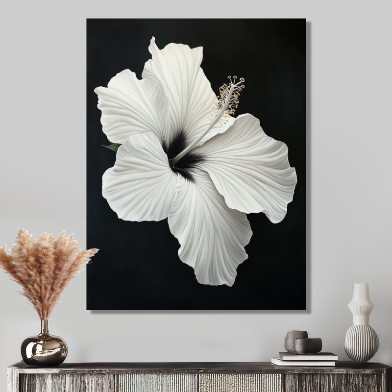 Hibiscus au clair de lune V - Impression sur métal Black Exotic Blooms, H 32 po x l 24 po