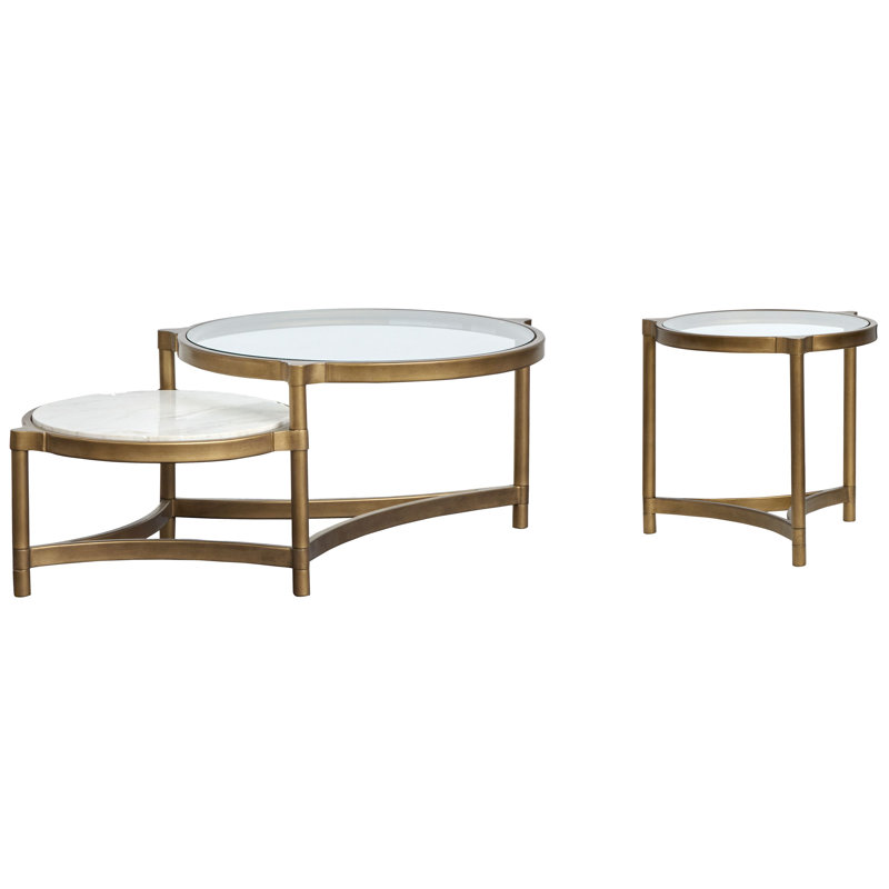 Thurlow Shaped Cocktail Table With End Table, 2 Pieces: Coffee Tables, End Table