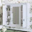 Armoire de rangement murale de salle de bain avec 4 tablettes et miroir, blanc moderne, finition