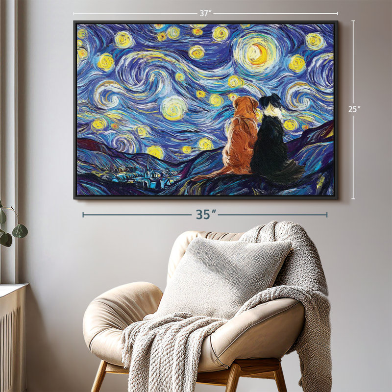 Impression sur toile Tyry Dogs Journey Starry Night, H 25 po x l 37 po