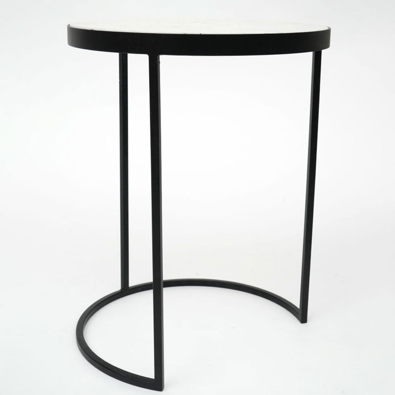 Modern Marble 2 Nesting Tables, Plant Stand, Accent End Table 16" Round