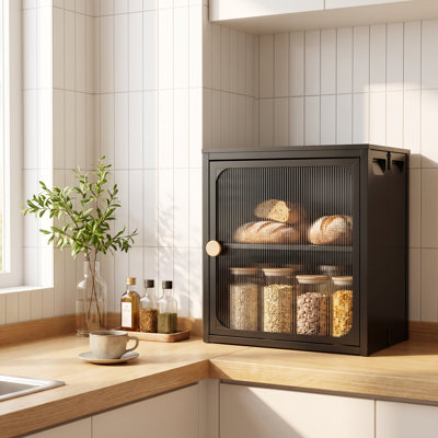 Armoire de rangement autoportante et pliable avec porte, unité combinée en acier-bois robuste, installation rapide sans outil, base antidérapante et poignées latérales pour bureau à domicile, noir