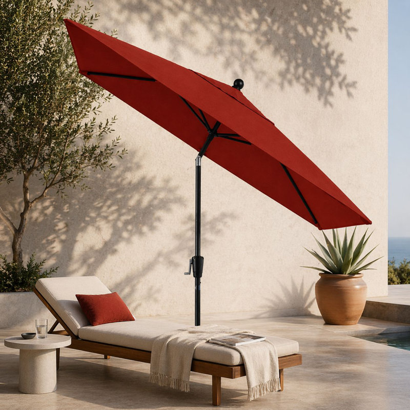 Natalie 103'' x 78'' Rectangular Market Umbrella, Black Sapphire, Canvas Terracotta Sunbrella® Canvas