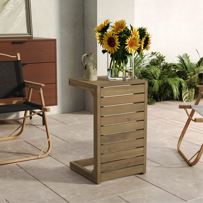 Table de bout brune en forme de C