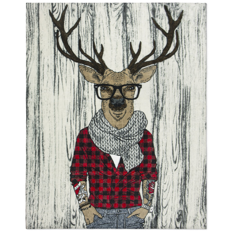  Jeté en flanelle Hipster Deer