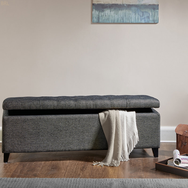 Banc de rangement rembourré Hannjo, Gris anthracite
