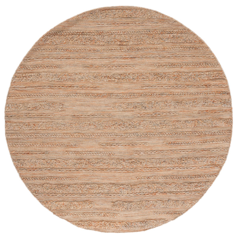 Hartzler Handmade Flatweave Beige/Orange Area Rug, Round 6'