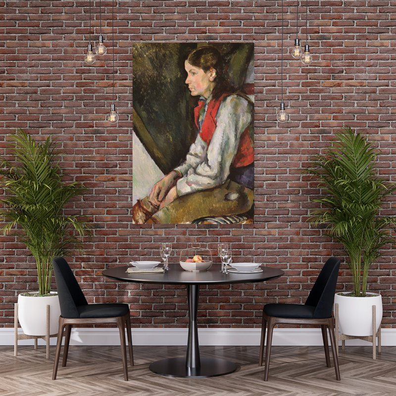 Boy In A Red Vest, 1888-1890 Abstract Contemporary Portrait Wall Art Print, H 60 po x l 40 po